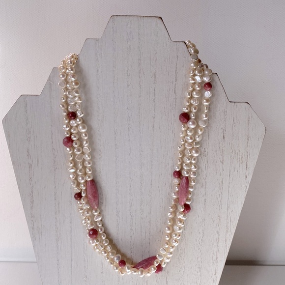 Ross Simons Freshwater Pearl & Rhodonite Necklace - Picture 3 of 8